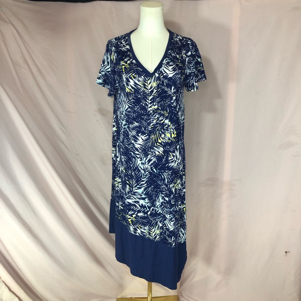 Cuddl Duds Navy Palm-Print V-Neck Sleepwear Size Medium Large